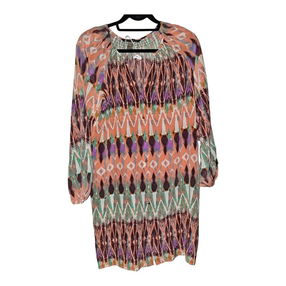 Charlie Jade Slip Dress Sz Med Aztec Silk Boho Lagenlook Lightweight Comfy